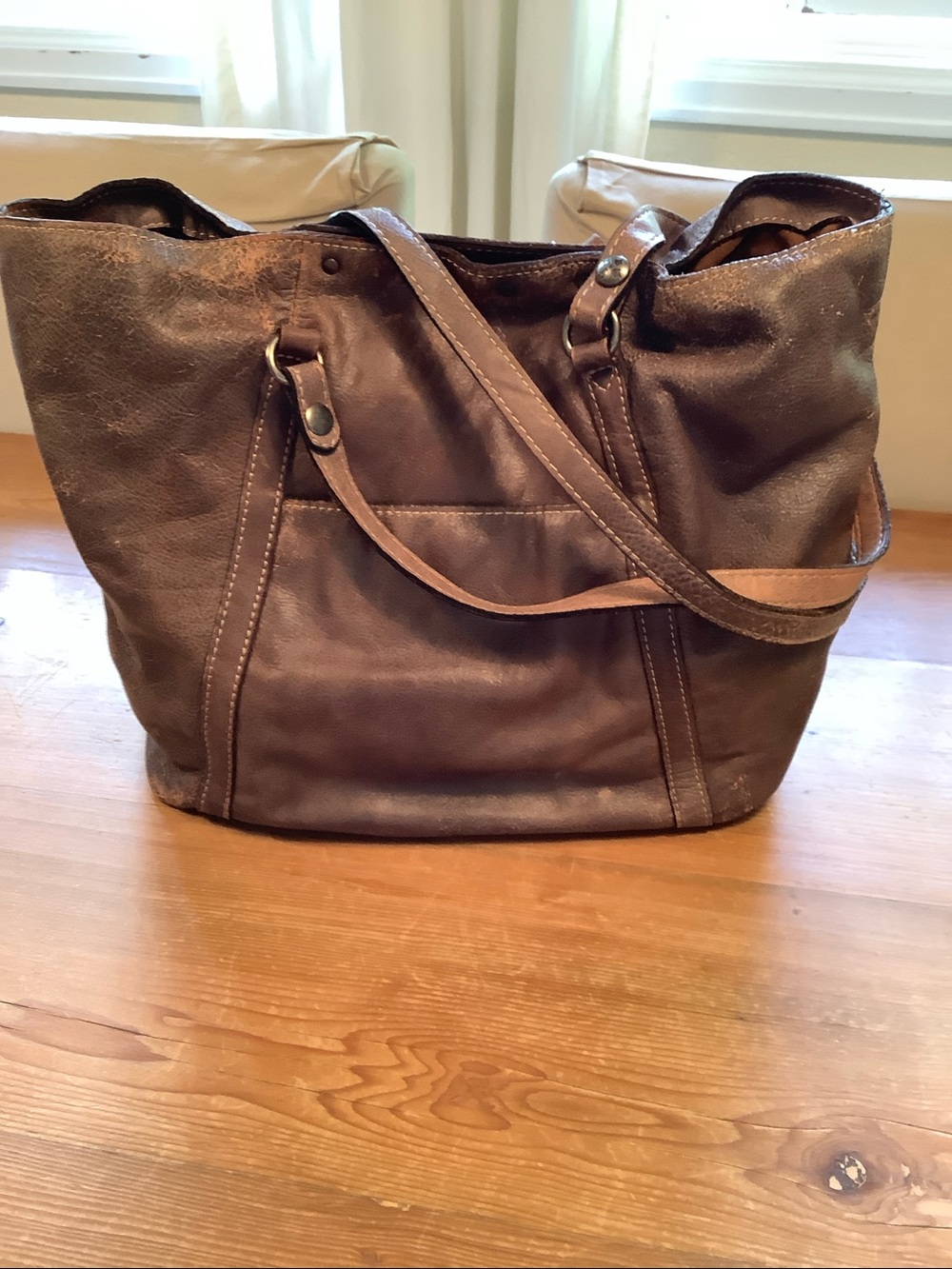 Patricia Nash Benvenuto *PROJECT* Tan & Brown Leather Tote Bags Lot - Picture 3 of 16